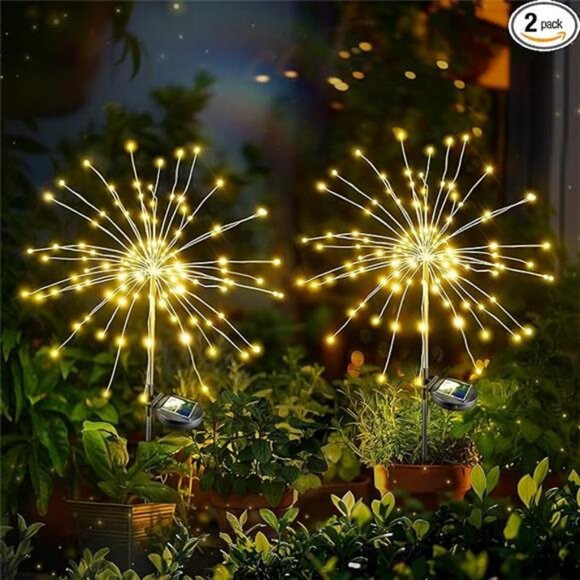 Solar Garden Firework Lights Decor Waterproof 2 Pack,120 Led Solar Powered - Picture 7 of 7